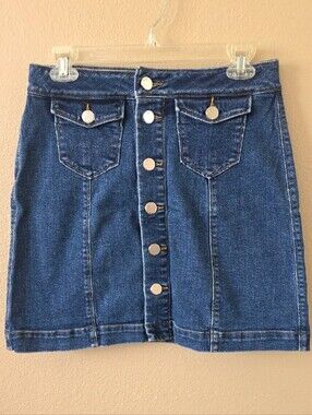LOFT Womens Dark Wash Denim Mini Skirt Preppy Y2k Western - Size 2